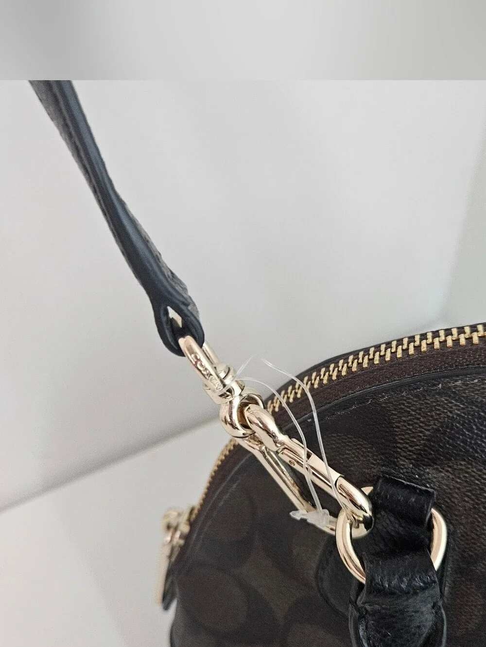 Coach Cora Dome Bag Brown Black Signature Cs Coated Canvas Satchel Mini Purse - Picture 3 of 14